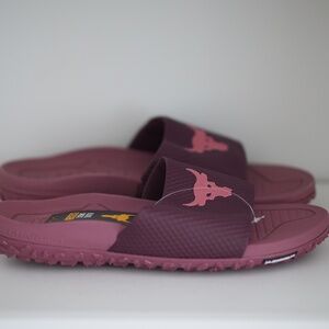 Under Armour Project The Rock SL 2.0 Dark Maroon Sandal Slides Men US 11 EU 45